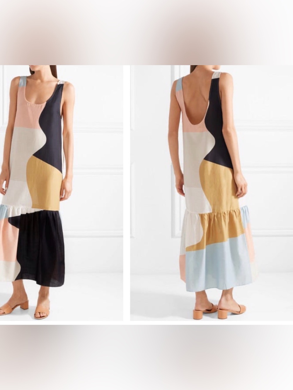 Mara Hoffman Valentina Colorblock Scoop-Back Midi Dress